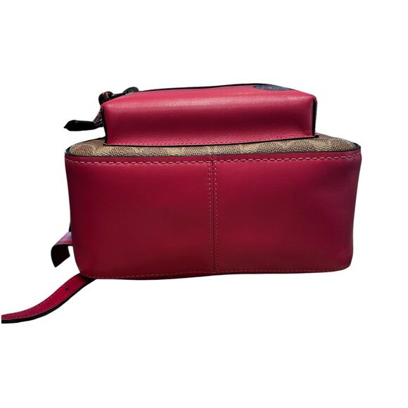 Coach Signature Canvas Patch Pink Red Tan Campus Top Handle Backpack 23 main image 8